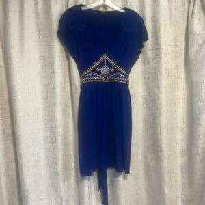Morgan De Toi 100‎ Viscose Beaded Blue Soft Comfy Dress Women's Size Small. SEE!